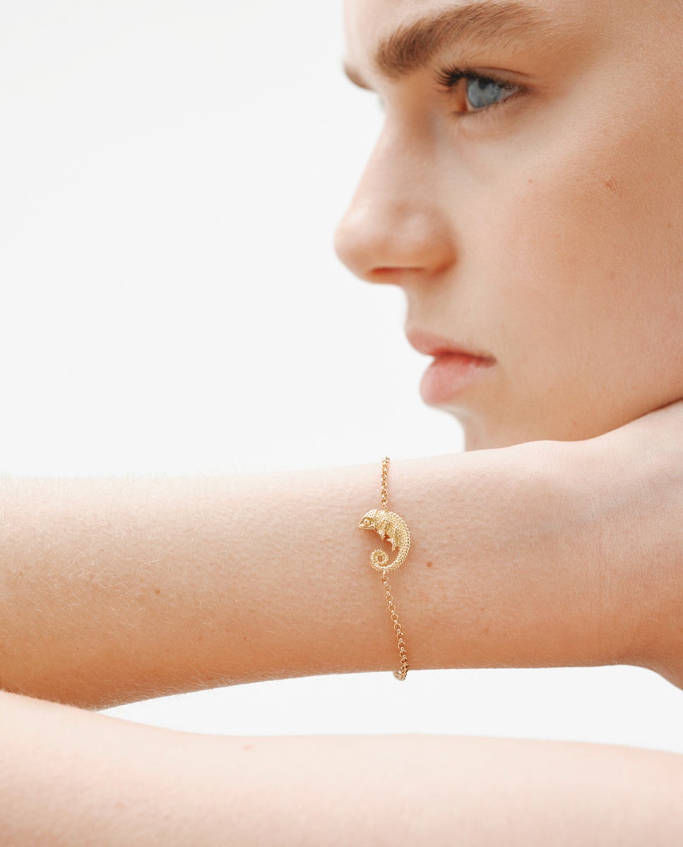 Pulsera de plata 925 bañada en amarillo de 18k con camaleón - Aristocrazy - Oro Oro-2