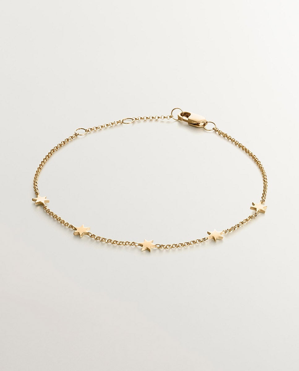 Pulsera de cadena de oro amarillo de 9k con estrellas - Aristocrazy - Dorado Dorado-1