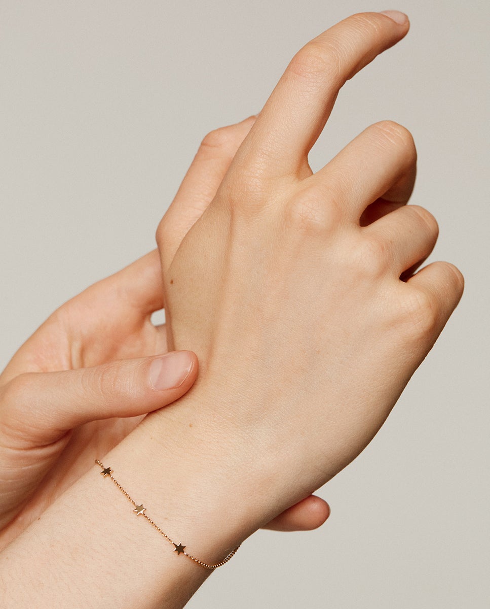 Pulsera de cadena de oro amarillo de 9k con estrellas - Aristocrazy - Dorado Dorado-2