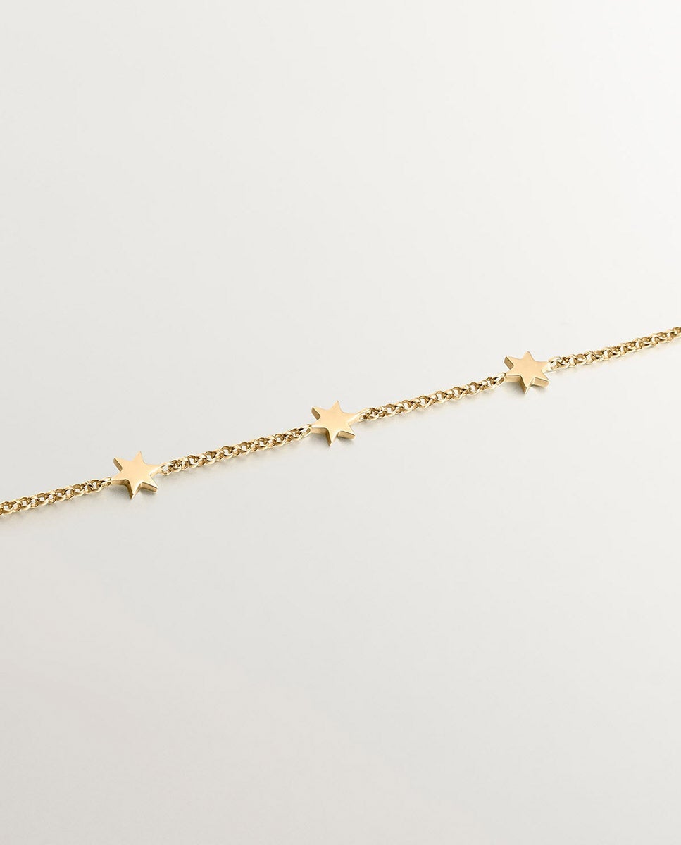 Pulsera de cadena de oro amarillo de 9k con estrellas - Aristocrazy - Dorado Dorado-3