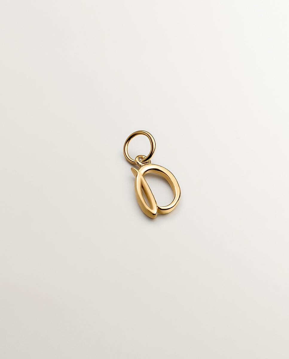 Charm de plata bañada en oro amarillo de 18K con inicial D Oro-1