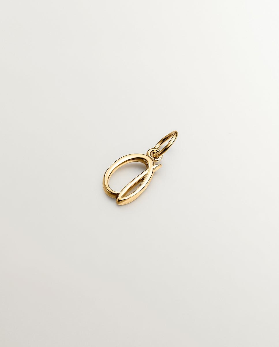 Charm de plata bañada en oro amarillo de 18K con inicial D Oro-2