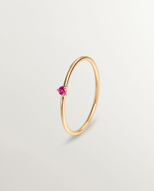 Imagen 0 de Anillo solitario de oro amarillo de 9K con rubí rojo