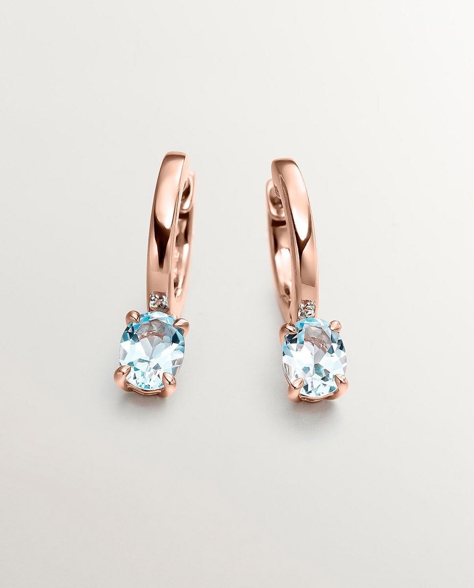Pendientes de plata 925 bañada en oro rosa de 18k con topacio sky - Aristocrazy - Azul Azul-1