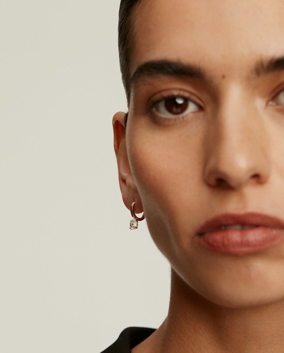 Pendientes de plata 925 bañada en oro rosa de 18k con topacio sky - Aristocrazy - Azul Azul-2
