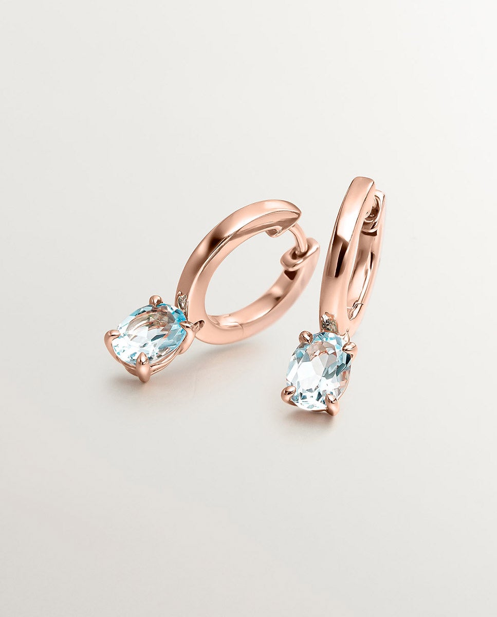 Pendientes de plata 925 bañada en oro rosa de 18k con topacio sky - Aristocrazy - Azul Azul-3
