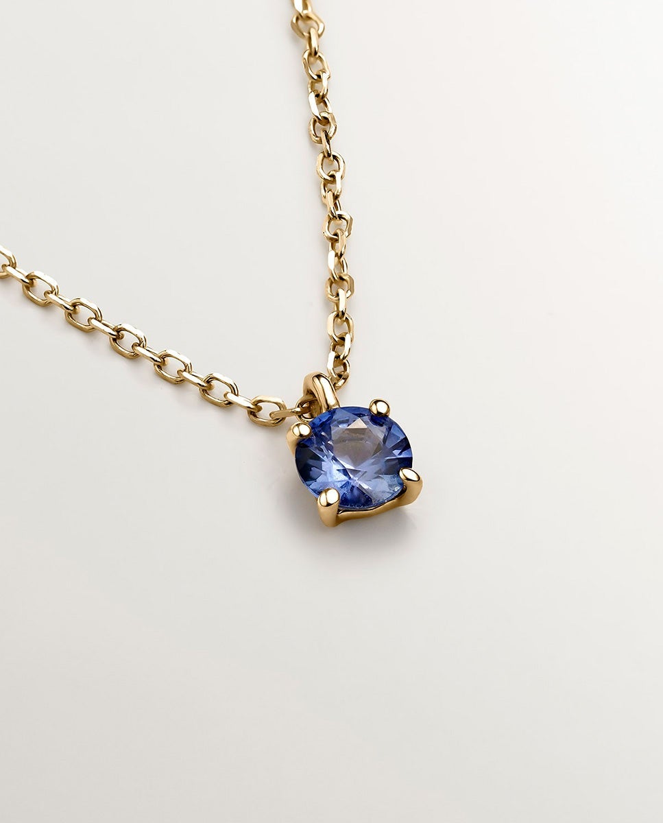 Cadena con colgante de oro amarillo de 9k con zafiro - Aristocrazy - Azul Azul-3