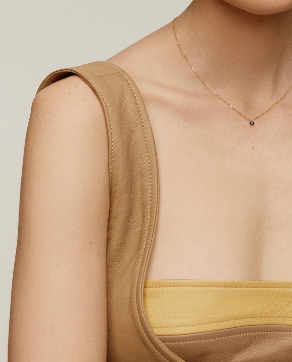 Cadena con colgante de oro amarillo de 9k con zafiro - Aristocrazy - Azul Azul-4