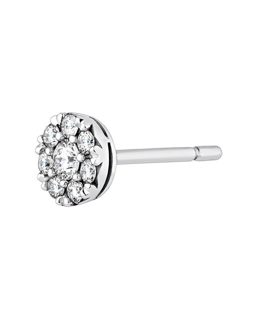 Imagen 0 de Pendiente individual Roseta de oro blanco con roseta de diamantes de 0,084 ct y diamante central de 0,058 ct
