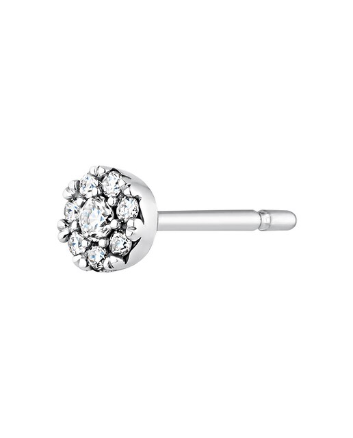 Imagen 0 de Pendiente individual Roseta de oro blanco con roseta de diamantes de 0,035 ct y diamante central de 0,025 ct