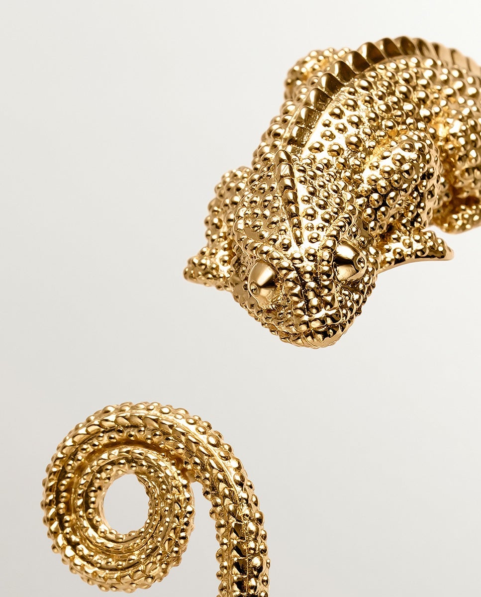 Pulsera rígida de plata 925 bañada en oro amarillo de 18k con forma de camaleón - Aristocrazy - Dorado Dorado-5