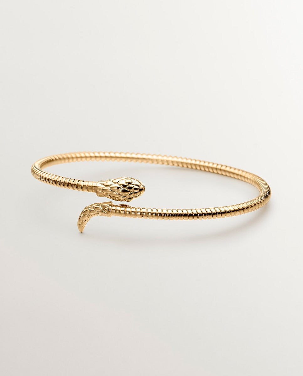 Brazalete de plata 925 bañada en oro amarillo de 18K con forma de serpiente Oro-3