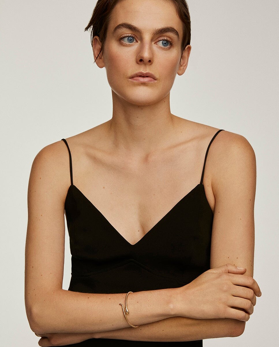 Brazalete de plata 925 bañada en oro amarillo de 18K con forma de serpiente Oro-4