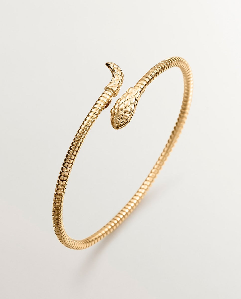 Pulsera de cadena de plata 925 bañada en oro amarillo de 18k con forma de serpiente - Aristocrazy - Dorado Dorado-1