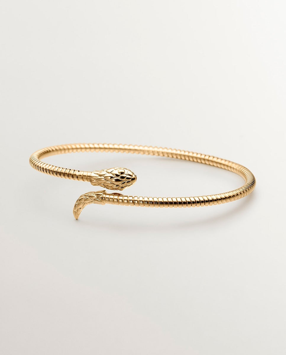 Pulsera de cadena de plata 925 bañada en oro amarillo de 18k con forma de serpiente - Aristocrazy - Dorado Dorado-3