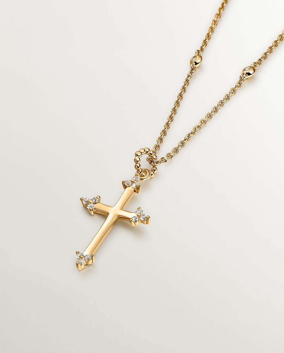 Pulsera de cadena de plata 925 bañada en oro amarillo de 18k con forma de tubo - Aristocrazy - Blanco Blanco-3