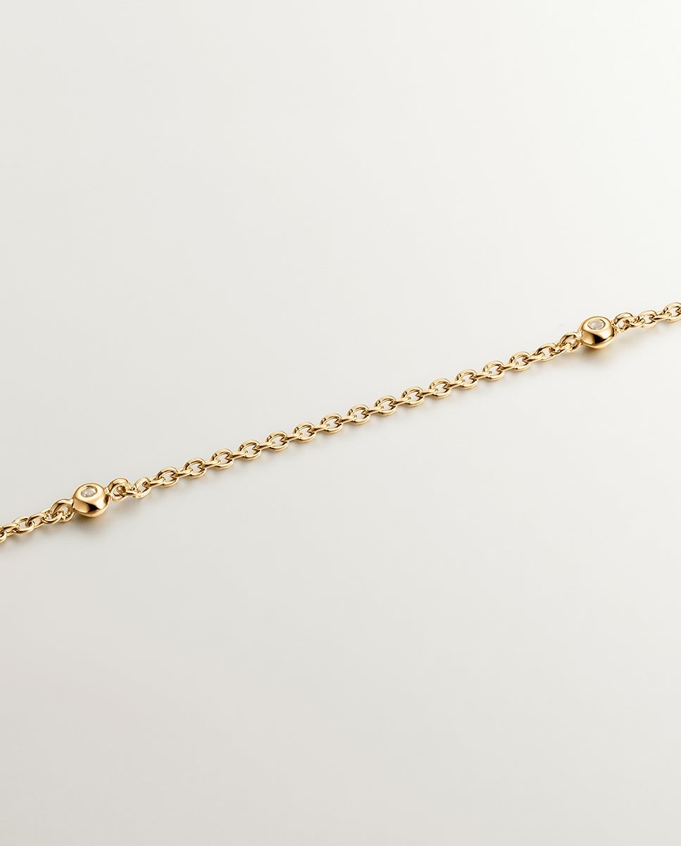 Pulsera de cadena de plata 925 bañada en oro amarillo de 18k con forma de tubo - Aristocrazy - Blanco Blanco-5