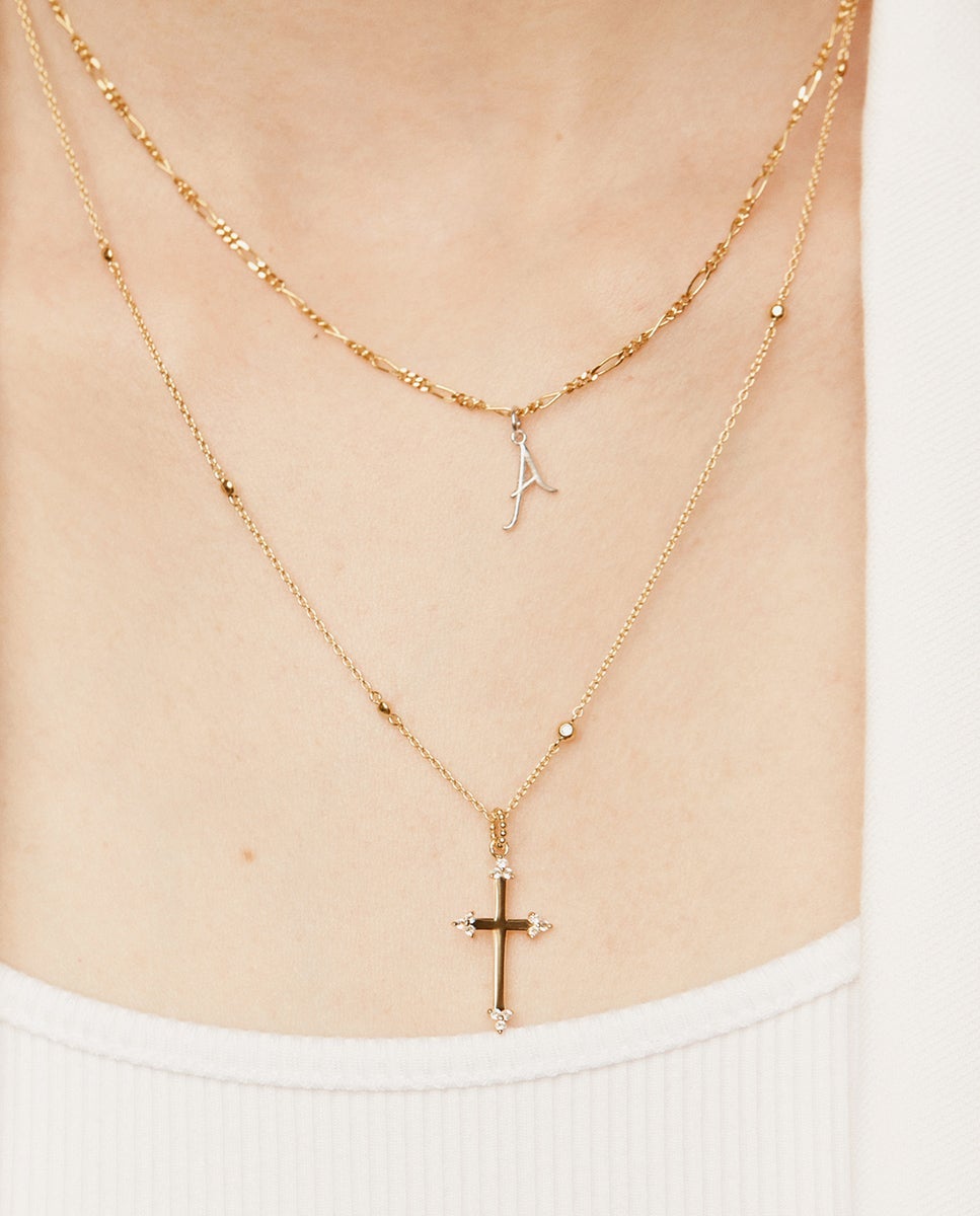 Pulsera de cadena de plata 925 bañada en oro amarillo de 18k con forma de tubo - Aristocrazy - Blanco Blanco-6