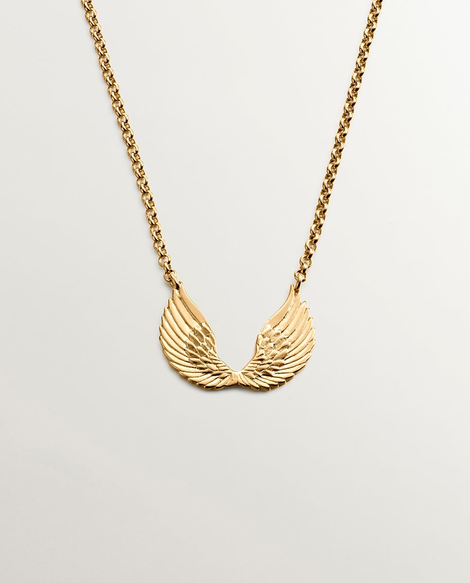 Cadena con colgante de plata 925 bañada en oro amarillo de 18k con alas - Aristocrazy - Dorado Dorado-1