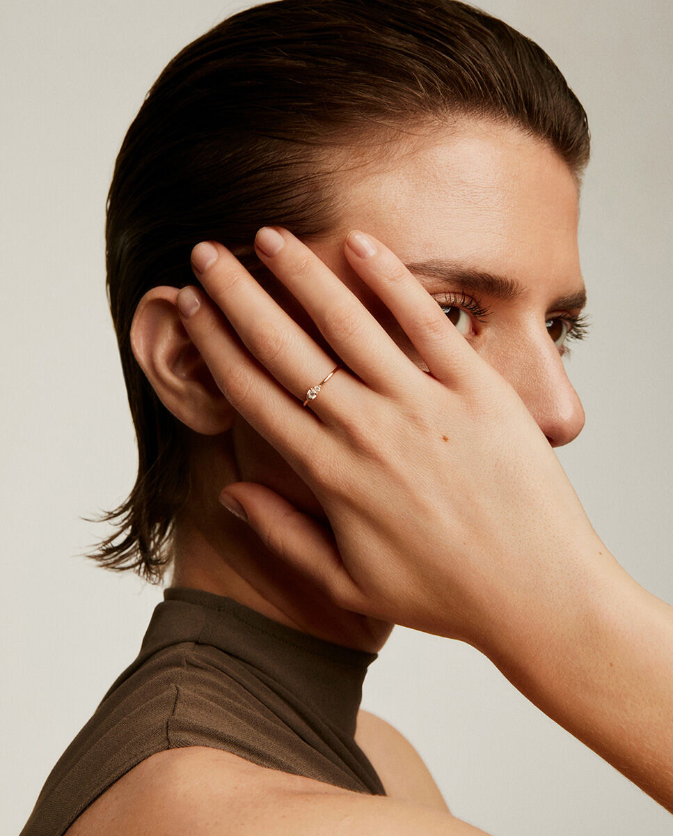 Anillo Dylon tresillo de oro rosa de 18kt con diamantes Blanco Aristocrazy Blanco-2