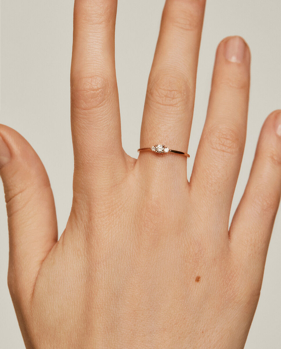 Anillo Dylon tresillo de oro rosa de 18kt con diamantes Blanco Aristocrazy Blanco-3