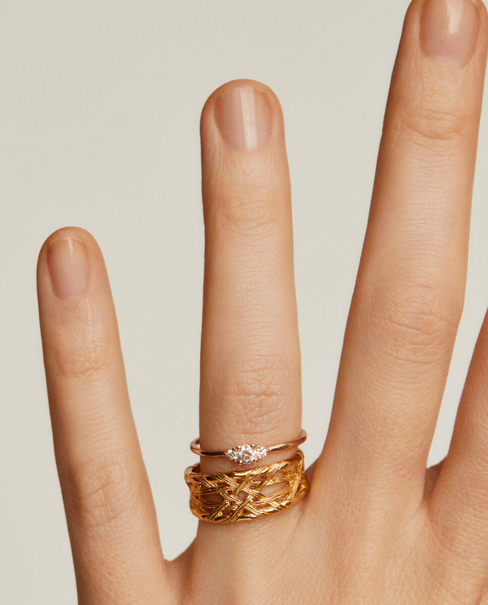 Anillo Dylon tresillo de oro rosa de 18kt con diamantes Blanco Aristocrazy Blanco-4