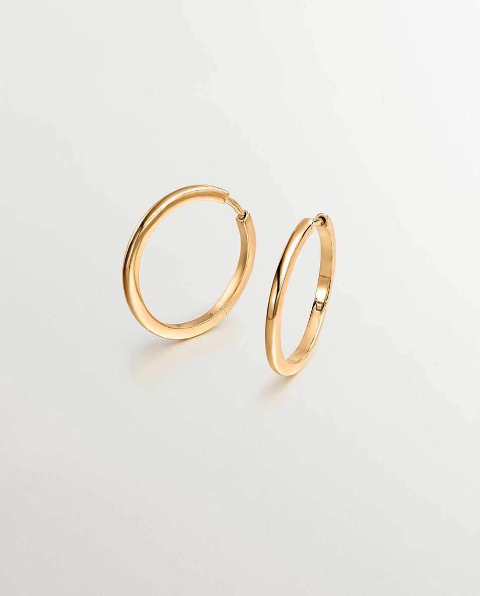 Imagen 0 de Pendientes de aro medianos de plata 925 bañada en oro amarillo de 18k Oro