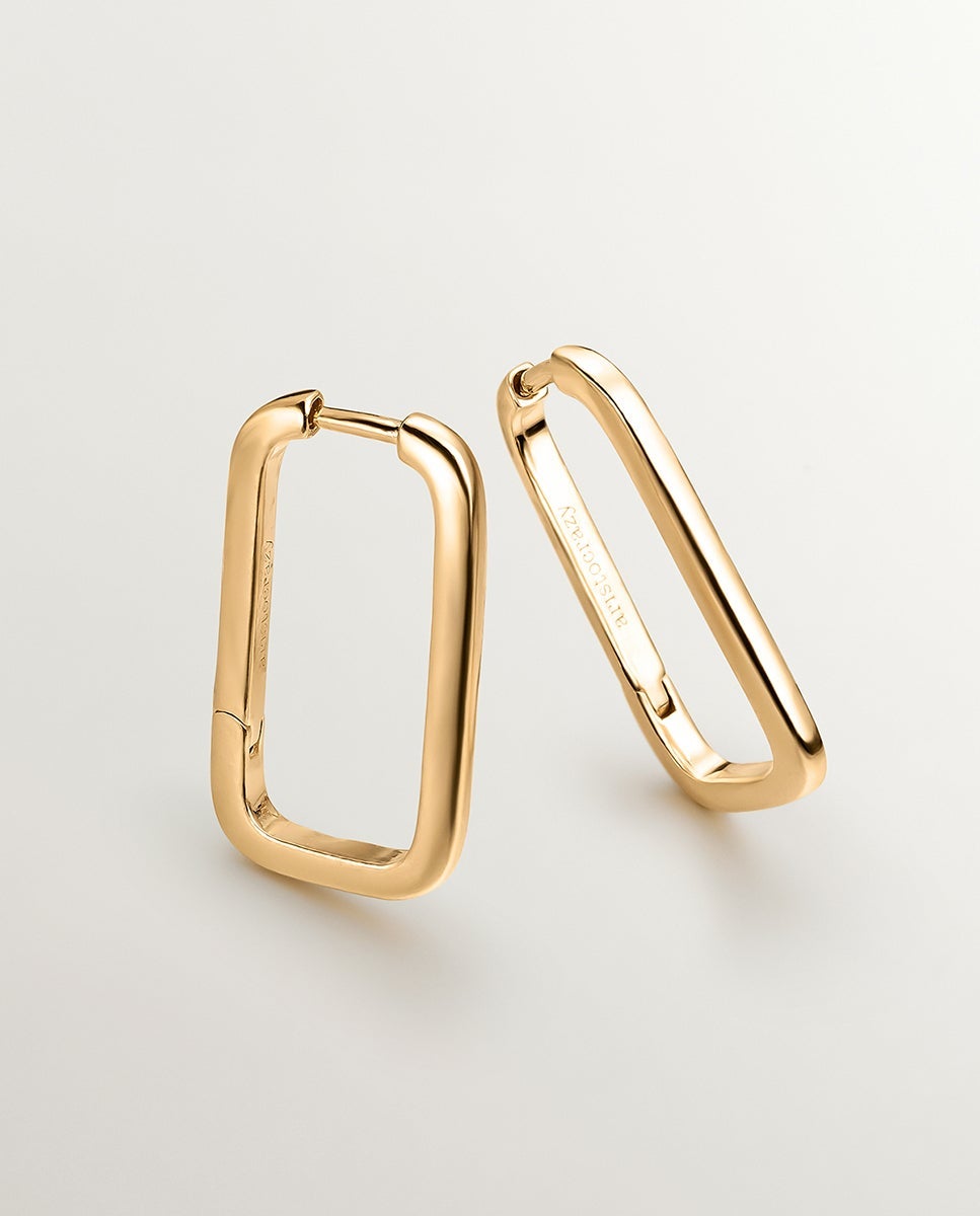 Pendientes rectangulares de plata 925 bañada en oro amarillo de 18k - Aristocrazy - Dorado Dorado-1