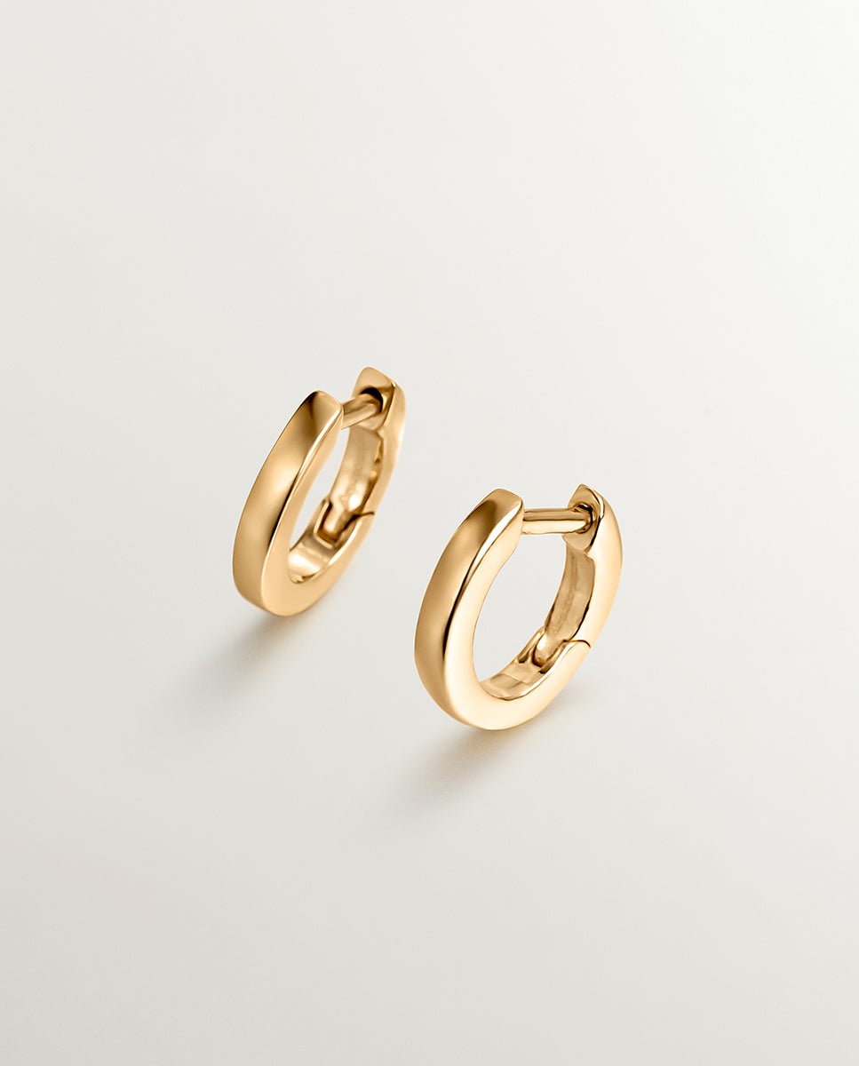 Imagen 0 de Pendientes de aro pequeños de plata 925 bañada en oro amarillo de 18k Oro