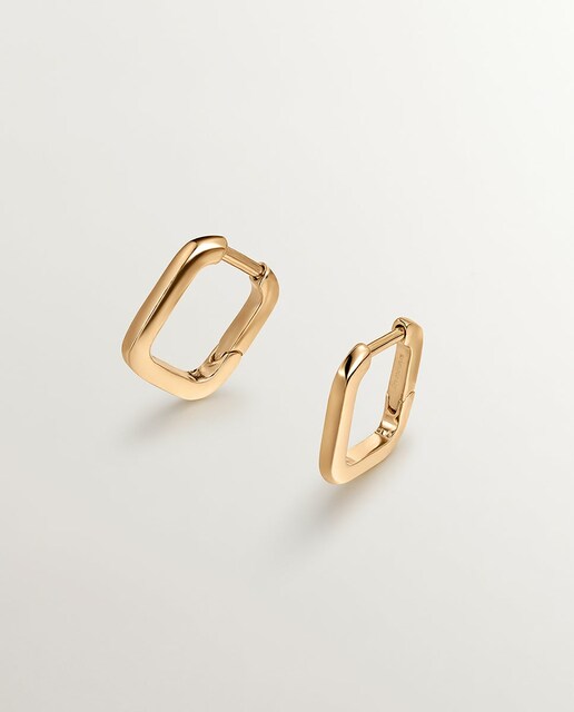 Imagen 0 de Pendientes de aro cuadrados en plata 925 bañada en oro amarillo de 18K