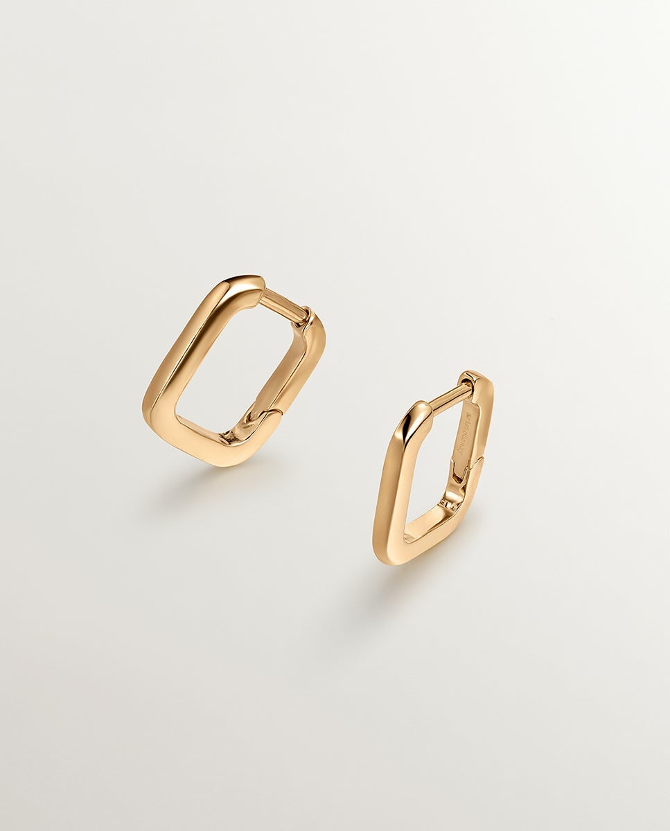 Imagen 0 de Pendientes de aro cuadrados en plata 925 bañada en oro amarillo de 18k Oro