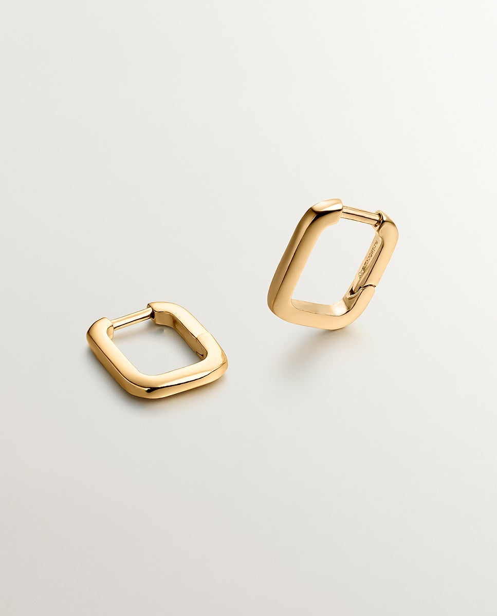 Pendientes de aro cuadrados en plata 925 bañada en amarillo de 18k - Aristocrazy - Oro Oro-3