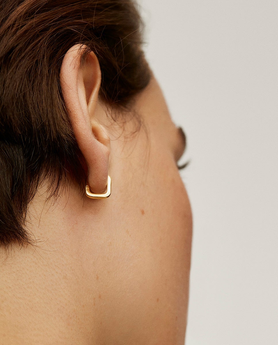Pendientes de aro cuadrados en plata 925 bañada en amarillo de 18k - Aristocrazy - Oro Oro-4