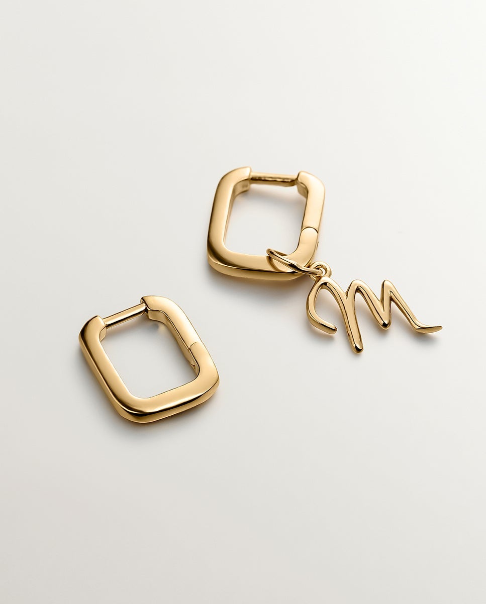 Pendientes de aro cuadrados en plata 925 bañada en amarillo de 18k - Aristocrazy - Oro Oro-5