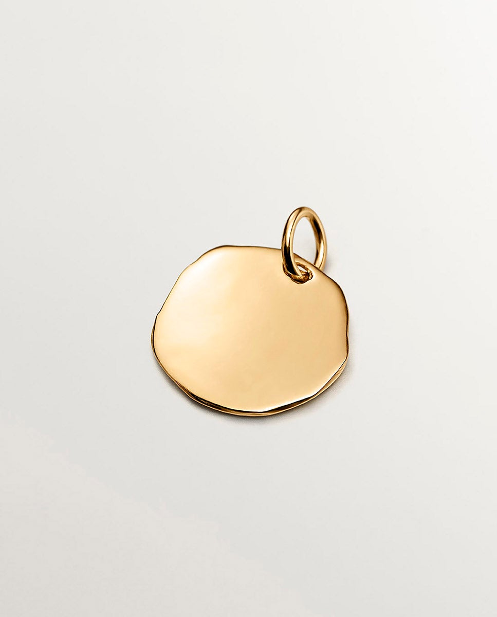 Charm artesanal de plata 925 bañada en oro amarillo de 18k con inicial c - Oro Dorado-3