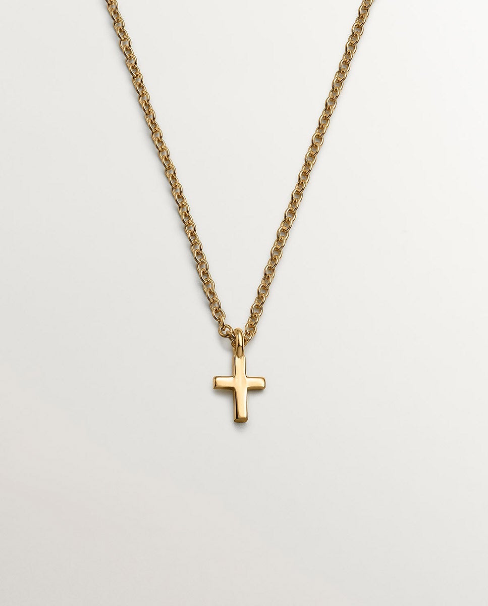 Imagen 0 de Cadena con colgante de plata 925 bañada en oro amarillo de 18k con cruz Dorado