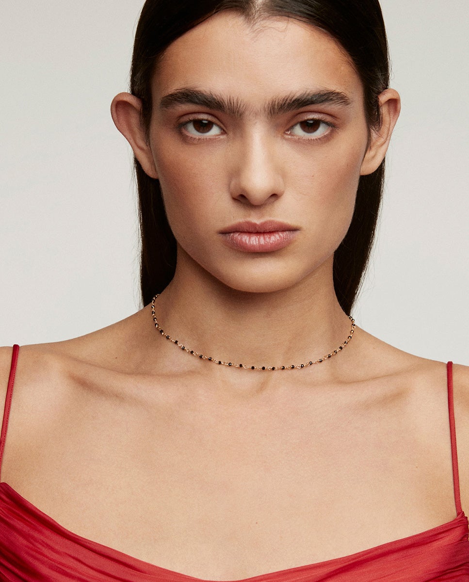 Cadena de plata 925 bañada en oro amarillo 18k con espinelas negras - Aristocrazy - Negro Negro-2