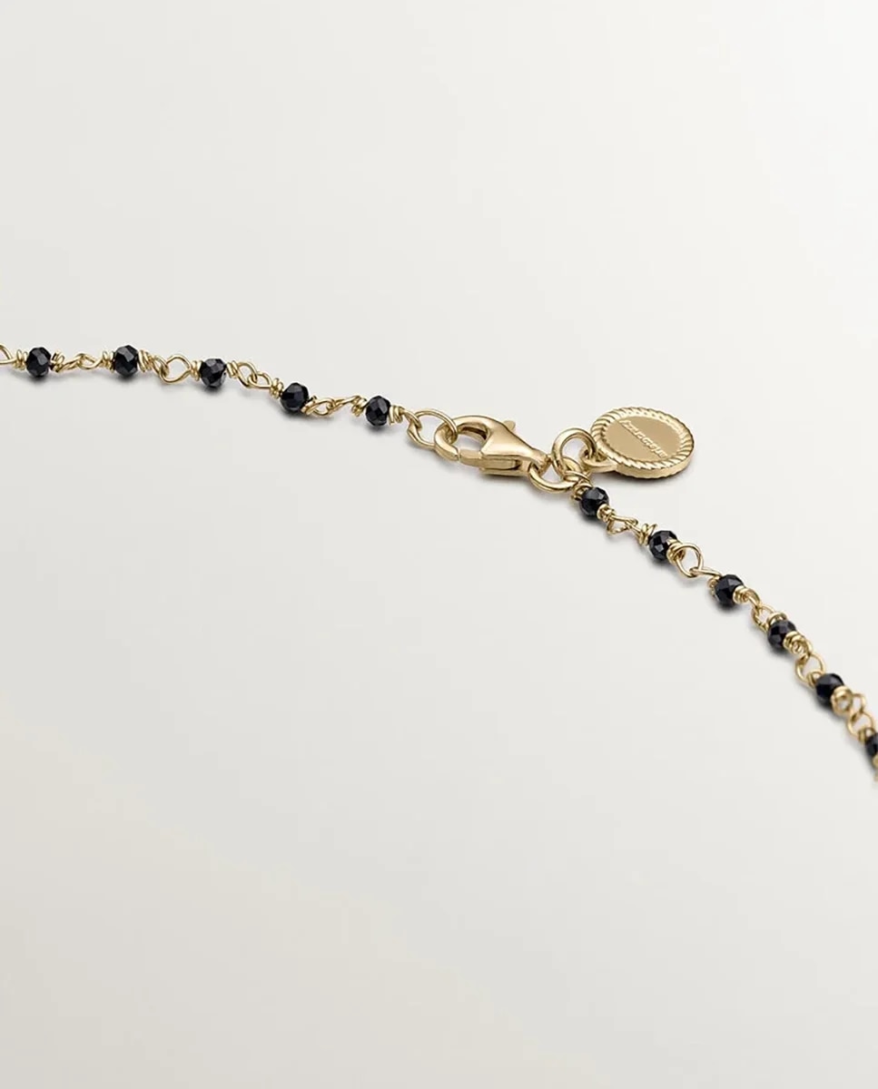 Cadena de plata 925 bañada en oro amarillo 18k con espinelas negras - Aristocrazy - Negro Negro-3