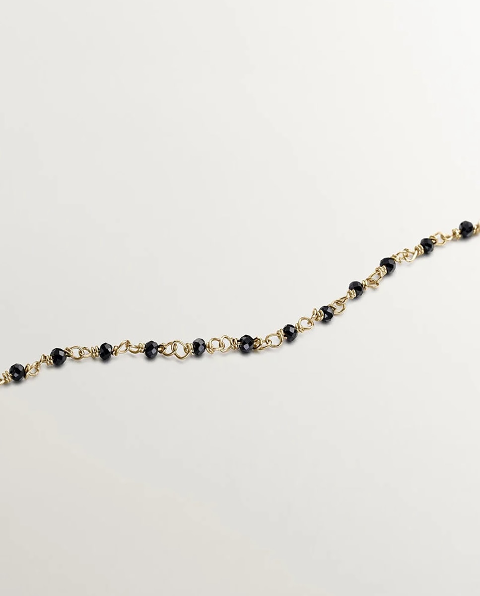 Cadena de plata 925 bañada en oro amarillo 18k con espinelas negras - Aristocrazy - Negro Negro-5