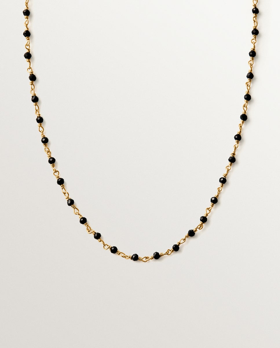 Imagen 0 de Cadena de plata 925 bañada en oro amarillo 18k con espinelas negras Negro