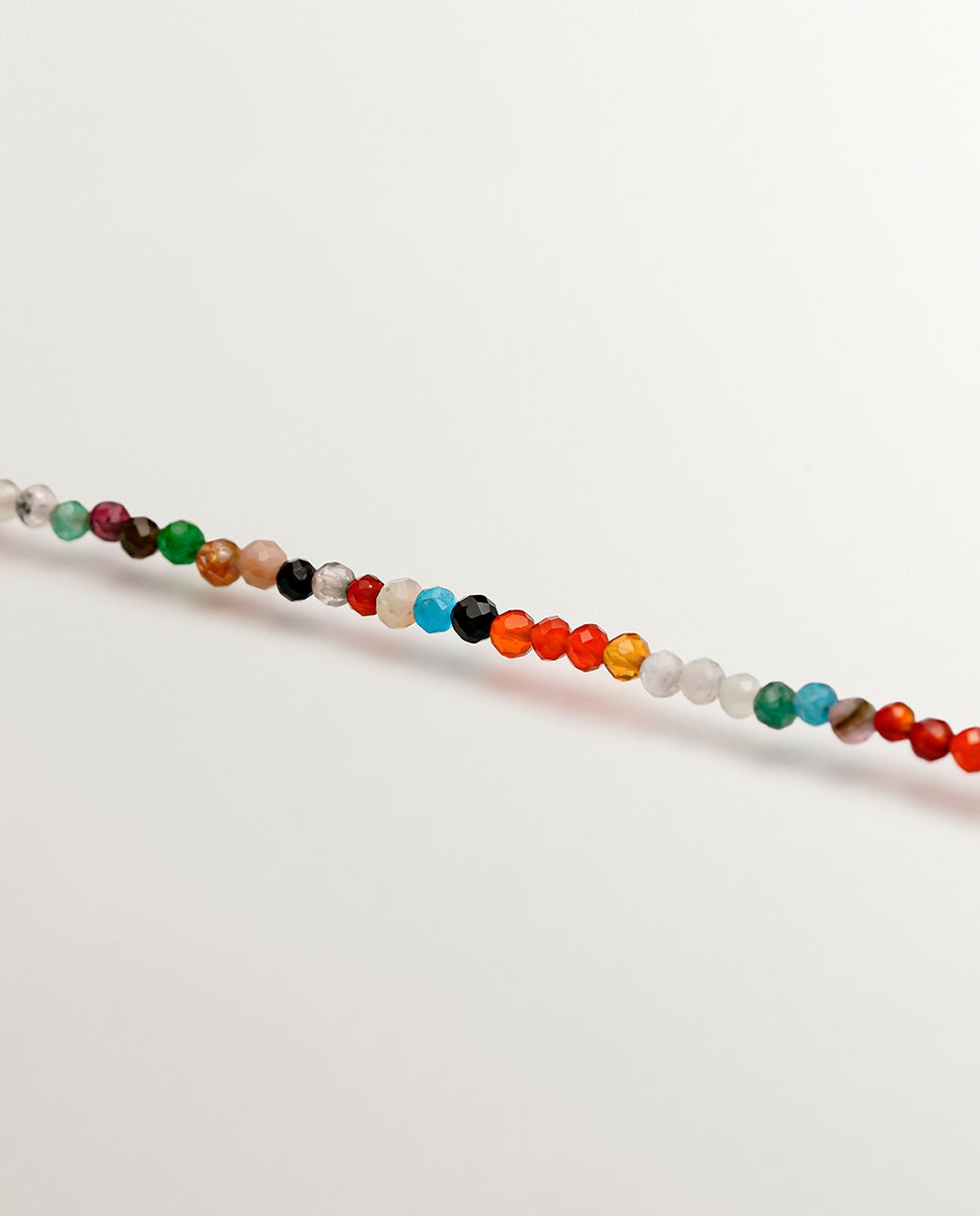 Pulsera de plata 925 bañada en oro amarillo de 18k con bolitas de piedras preciosas multicolor - Aristocrazy - Dorado Dorado-3