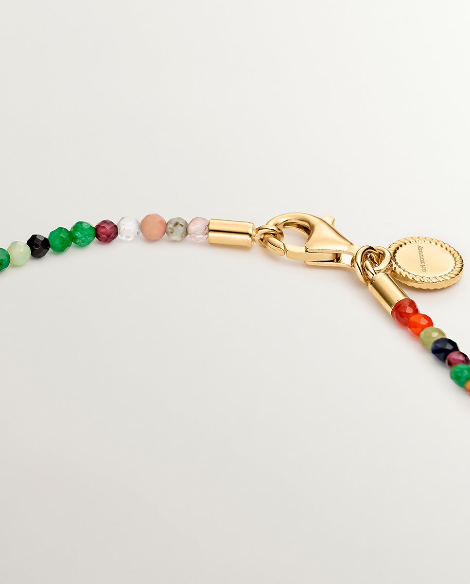 Pulsera de plata 925 bañada en oro amarillo de 18k con bolitas de piedras preciosas multicolor - Aristocrazy - Dorado Dorado-5