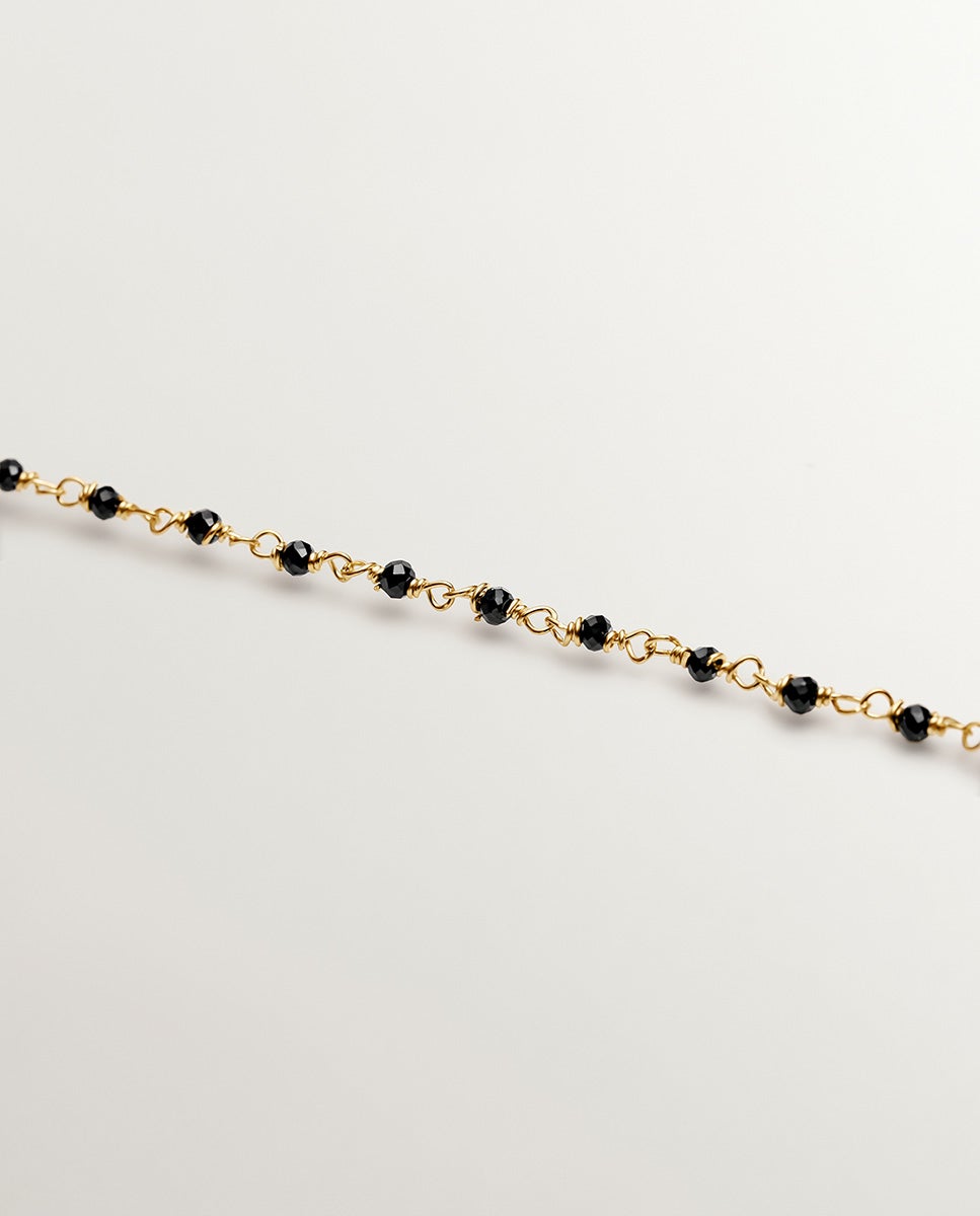 Pulsera de plata 925 bañada en oro amarillo de 18k con espinela negra - Aristocrazy - Negro Negro-3