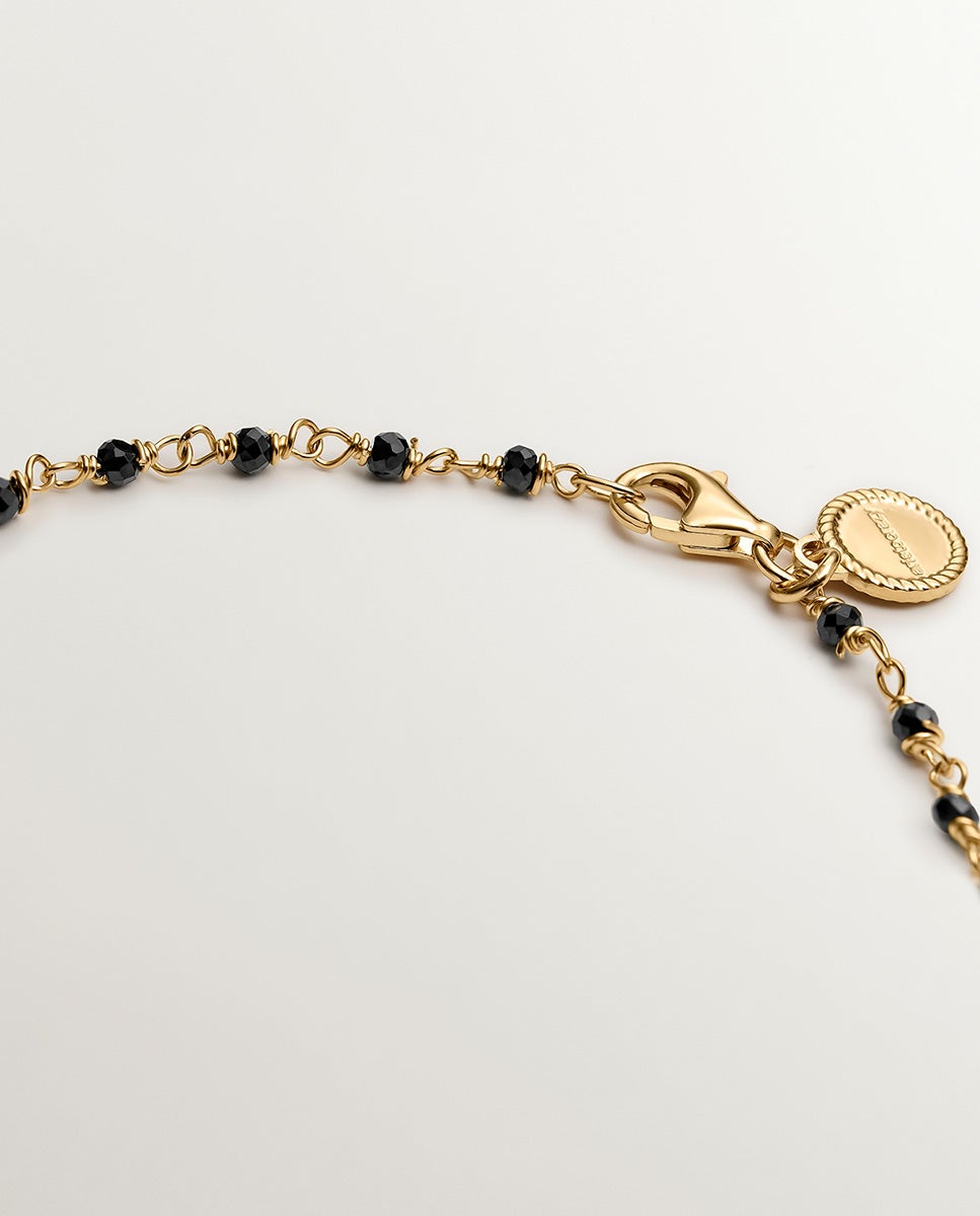 Pulsera de plata 925 bañada en oro amarillo de 18k con espinela negra - Aristocrazy - Negro Negro-5