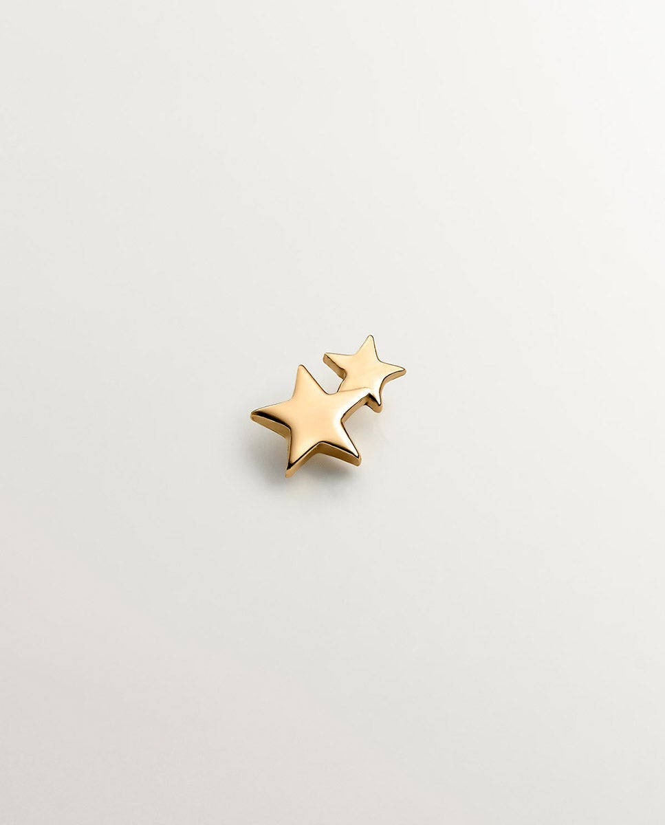 Pendiente individual pequeño de plata 925 bañada en oro amarillo de 18k con estrellas - Aristocrazy - Dorado Dorado-1