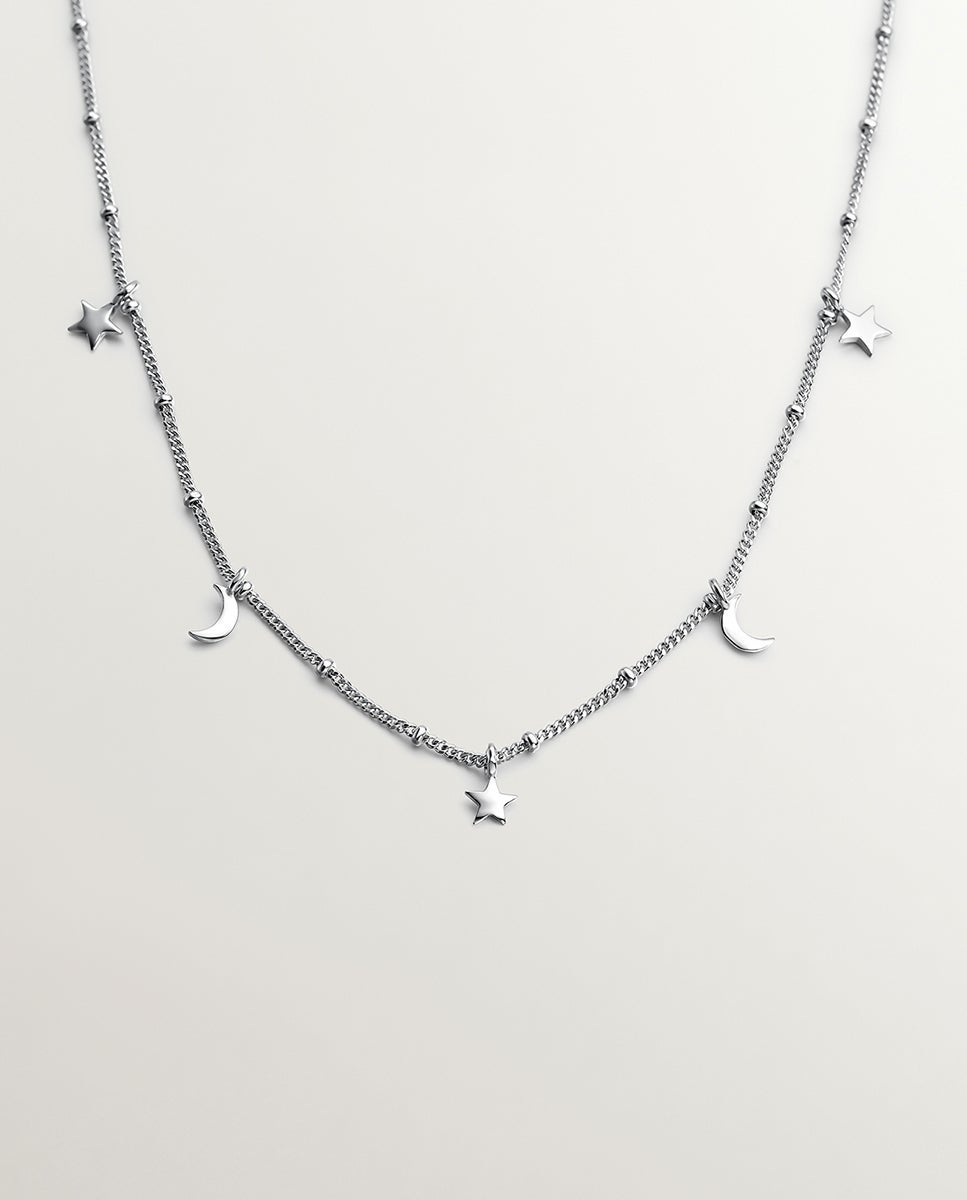 Cadena con colgante de 925 con estrellas y lunas - Aristocrazy - Plata Plata-1