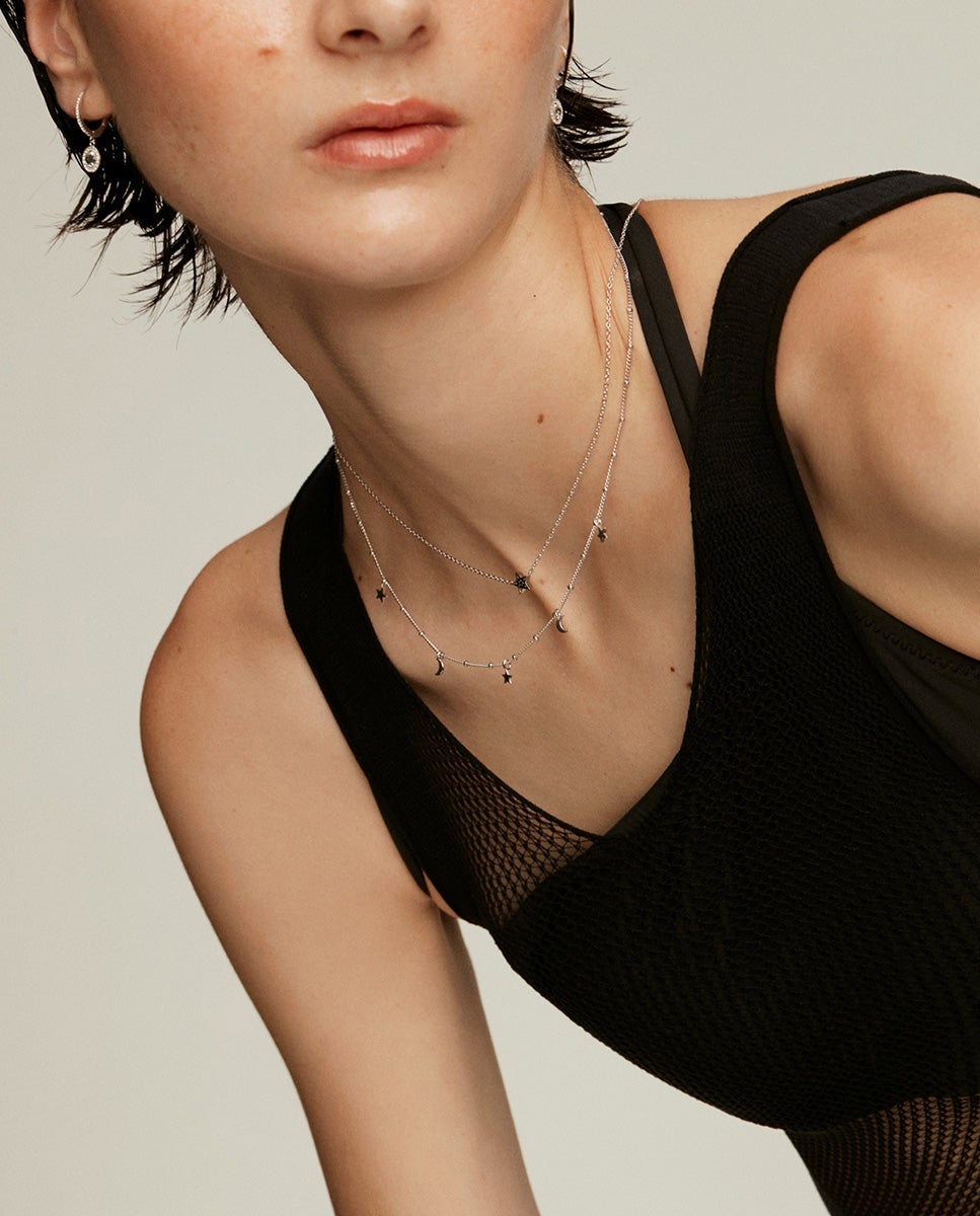 Cadena con colgante de 925 con estrellas y lunas - Aristocrazy - Plata Plata-6
