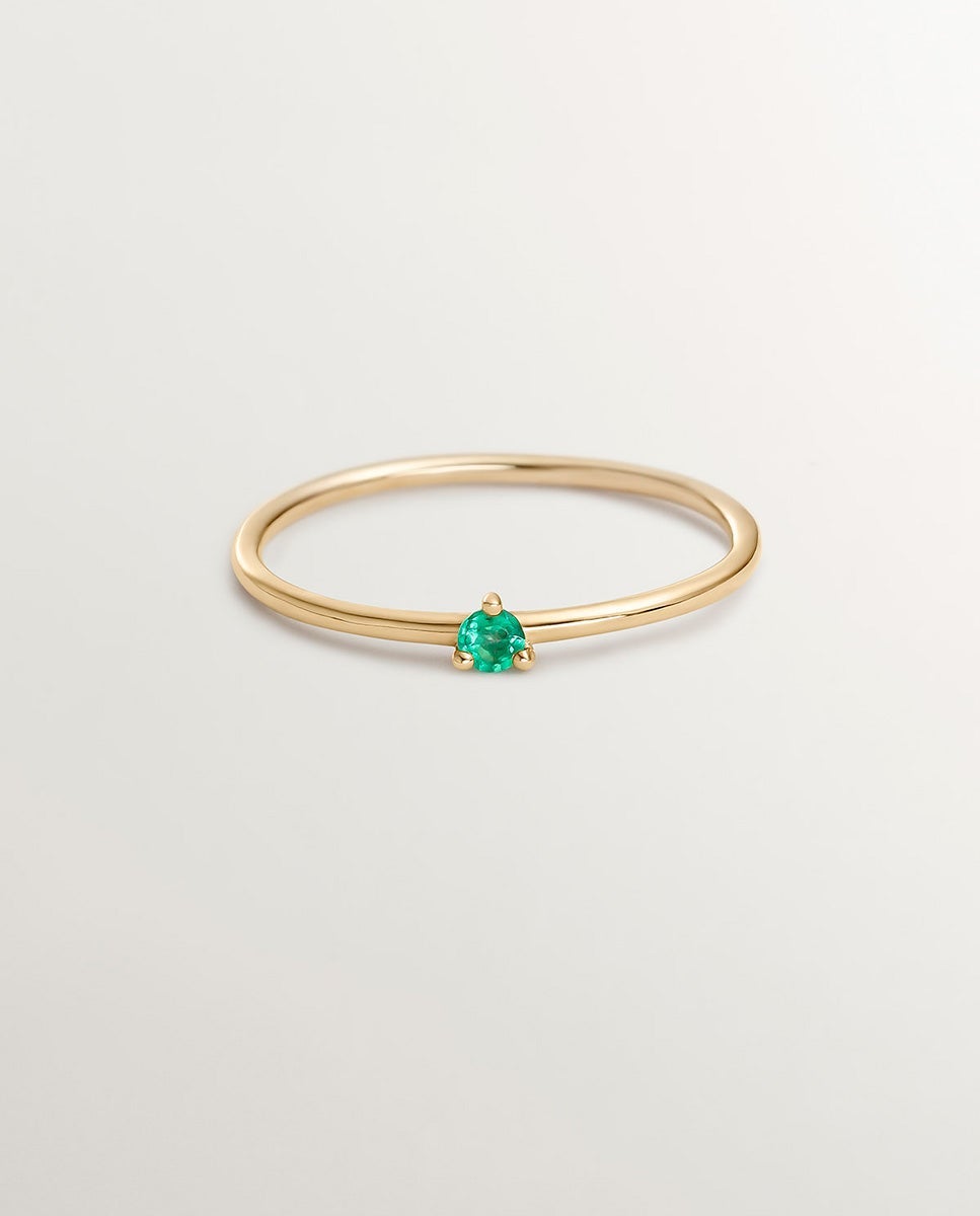 Anillo solitario de oro amarillo de 9k con esmeralda - Aristocrazy - Dorado Dorado-3