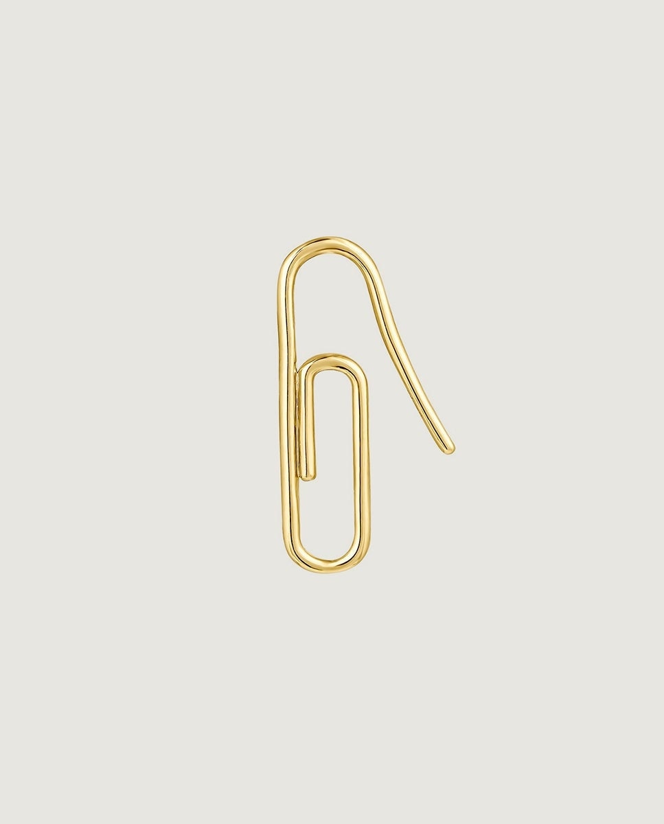 Pendiente individual de oro amarillo de 9k con forma de clip - Oro Oro-1