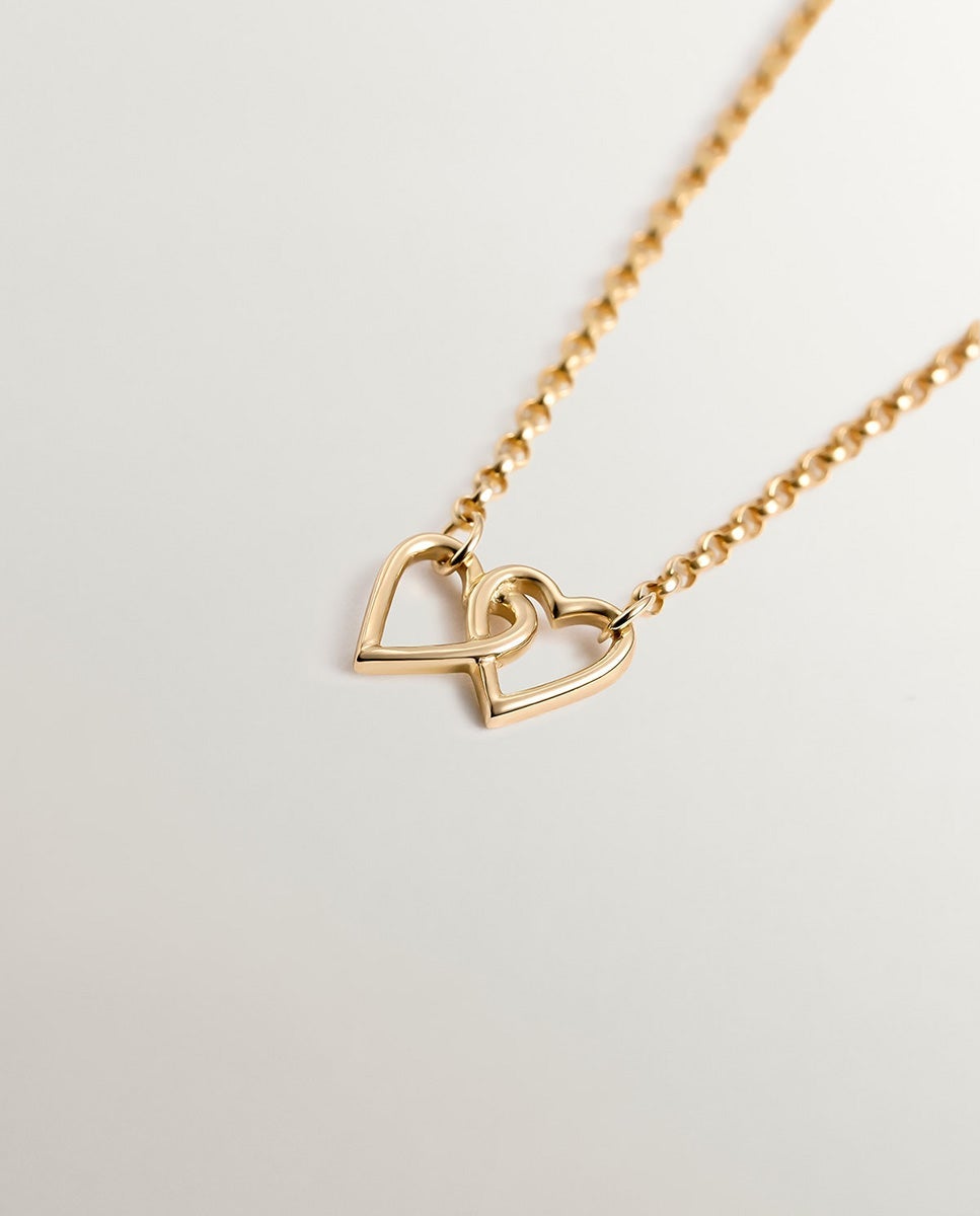 Pulsera de cadena de oro amarillo de 9k con corazones entrelazados - Aristocrazy - Dorado Dorado-3